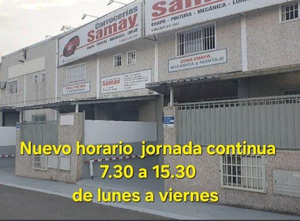 Carrocerías Samay S.l. Nuevo horario JORNADA CONTINUA de 07.30 a 15.30 de LUNES a VIERNES