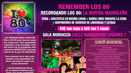 Restaurante show remember los 80